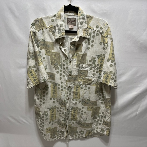 Woolrich Other - VTG Woolrich Fishing Print Camp Shirt Mens L Tall Graphic Novelty Outdoor Print